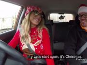 Xmas fake driving school fuck with blonde