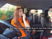 Lucia threesome during her driving test