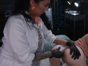 Tattooed huge tits doctor anal fucks lesbians