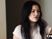 Rough sex in interracial threesome with two bondaged te