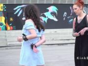 Brunette Euro slave shamed in public