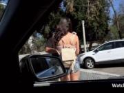 Fucking sexy hitchhiker on backseat