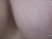 Busty preggo toying pussy in stockings