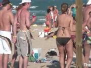 Cute group of party sluts going wild on the beach by Th