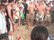 Hard party time on the beach and babes showing how nice