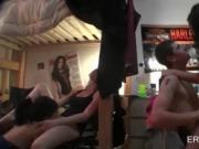 College nymphs sharing dicks in wild orgy