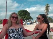 Busty blonde slut gets horny showing off her great tits