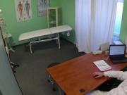 Blonde without panties in pantyhose fucked by doctor