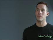 Bound muscle gay cock jacked and sucked