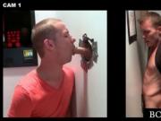 Sweet gay gives gloryhole BJ to straight dude