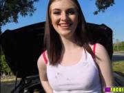 Brunette and lovely Maya Kendrick gets hammered by dude