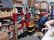 Sexy redhead Krystal punished for shoplifting