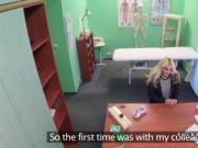 Blonde babe sucks balls to doctor