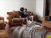 Amateur African hottie taking long white dong