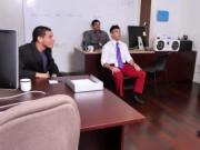 Office studs sucking each other cocks in threesome
