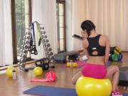 Fitness lesbians fingering and licking