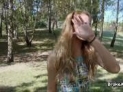 Shy blonde dicked hard in park
