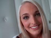 Splendid blonde plays with her perky boobs