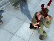 Big titted babe fucked by green HULKs humongus cock