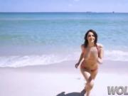 Italian Valentina big tits gets naked on the beaches of