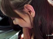 Stranded teen fucks married guy in car