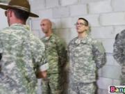 Gay trooper gets mouth and ass filled in threesome