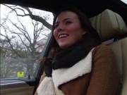 Hot brunette Vanessa fucks a stranger in his car for re