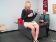 Wonderful blonde schoolgirl seduces her teacher by talk