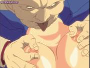 Horny hentai guy plays with tits