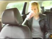 Blonde amateur Johana cant pay the taxi bill and gives