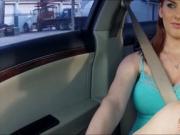 Redhead Rainia Belle with big boobs banged in the car