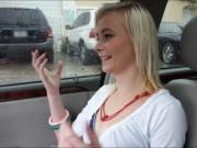 Pretty stranded teen Maddy Rose pussy ripped in the car