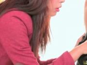 Hot teenage babe gets horny sucking on an hard cock by