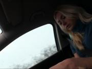 Pretty blonde teen Victoria Puppy screwed up in the car