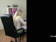Blonde female agent fucked on camera