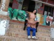 Horny chubby shows her awesome body in public, she is v