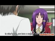 Busty hentai coed spreading wide wetpussy and dildoing