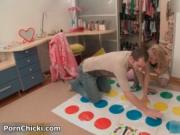 Horny couple gets horny playing twister, he fucks her t