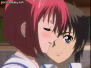 Tied up anime cutie tasting cock