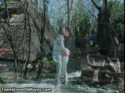 Nasty brunette girl goes crazy sucking and riding an ol