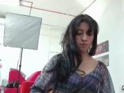 Dirty brunette slut gets horny sucking on a dildo by My