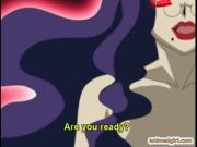 Roped hentai guy gets licked her cock by busty anime