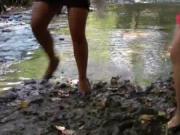 two nasty babes in the river gets horny when uses mud 3