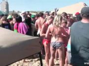 Large beach party with aroused steamy blonde babes show