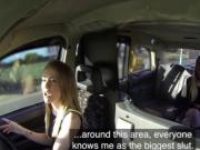 Lesbians in fishnets licking in fake taxi