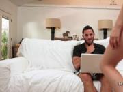 Perfect ass blonde takes anal on the couch