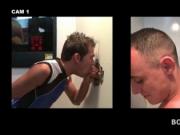Naked slim gay ass banged on gloryhole