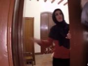 Horny Arab hottie riding long cock in hotel room