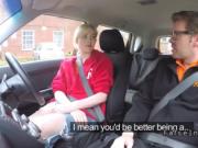 Hairy pussy blonde bangs her instructor in car
