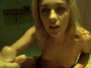 Sexy blonde babe sucks on a cock by SkinnySasha